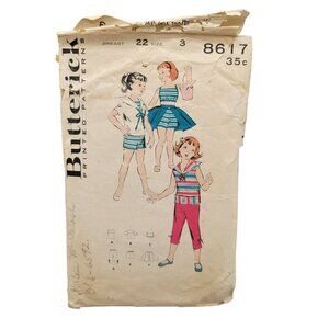 Butterick 1958 Girls Playtime Wardrobe Sewing Pattern #8617 Size 3